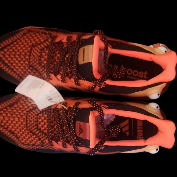 Unisex Adidas UltraBoost Black and Orange Fortnite  Sneakers. Size 10/11